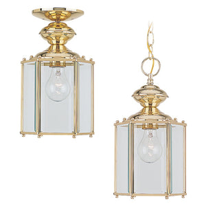 Generation Lighting. - 6008-02 - One Light Outdoor Semi-Flush Convertible Pendant - Classico - Polished Brass