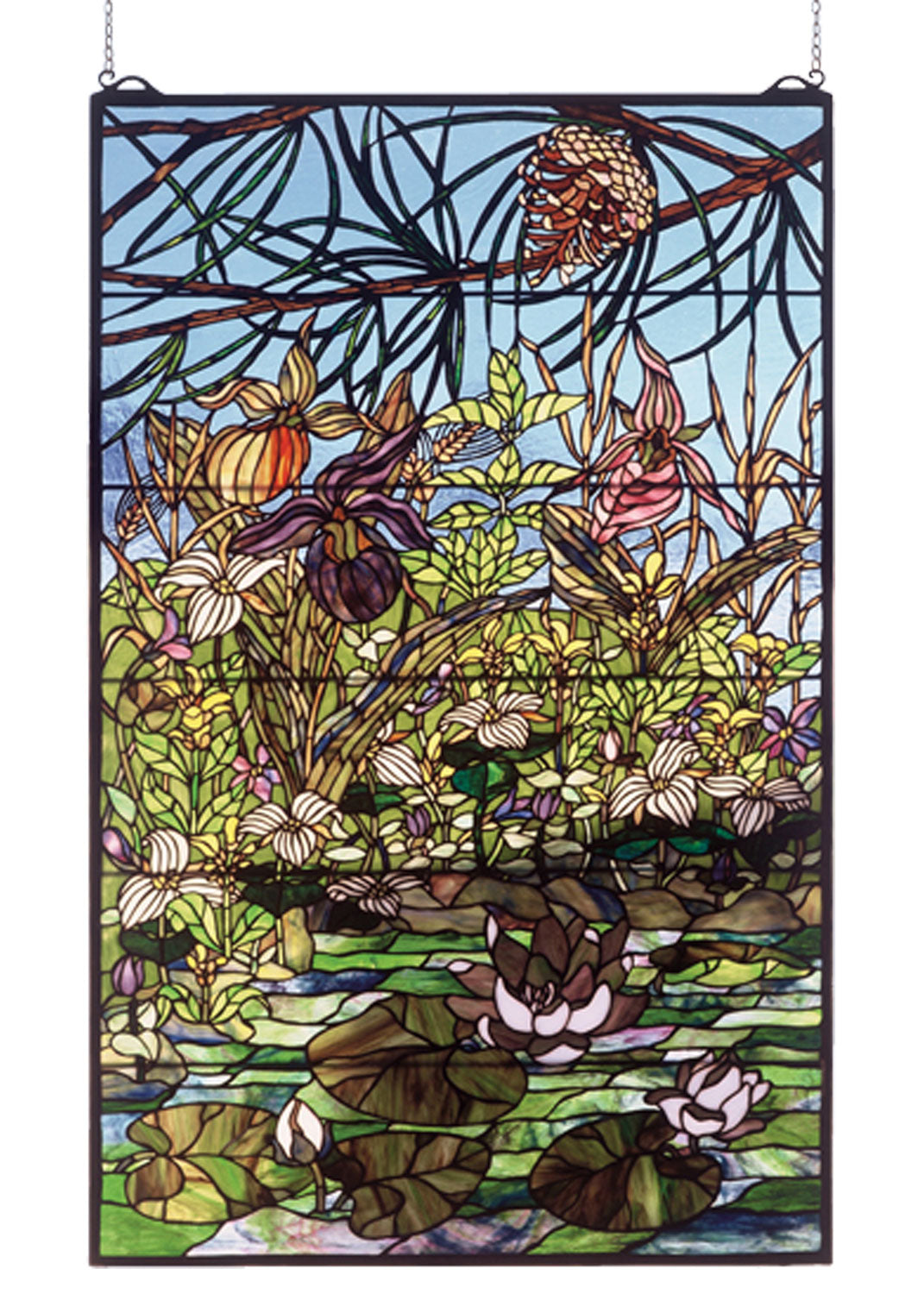 Meyda Tiffany - 50563 - Window - Woodland Lilypond - Blue Green Ca Pink Purple/Blue