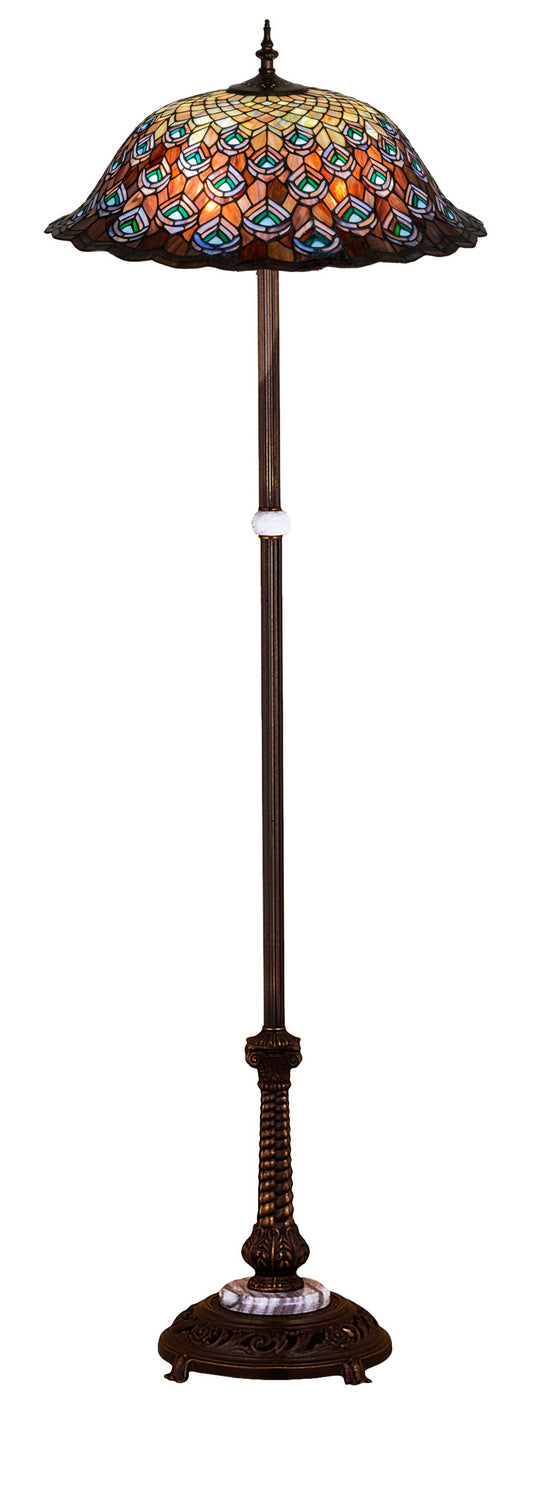 Meyda Tiffany - 31104 - Floor Lamp - Tiffany Peacock Feather - Antique Copper