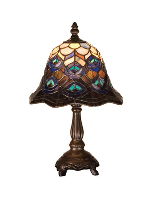 Meyda Tiffany - 30317 - One Light Mini Lamp - Tiffany Peacock Feather - Green/Blue Pbag Purple/Blue Lt Blue Aqua/Green