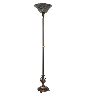 Meyda Tiffany - 28505 - One Light Torchiere - Tiffany Peacock Feather - Mahogany Bronze