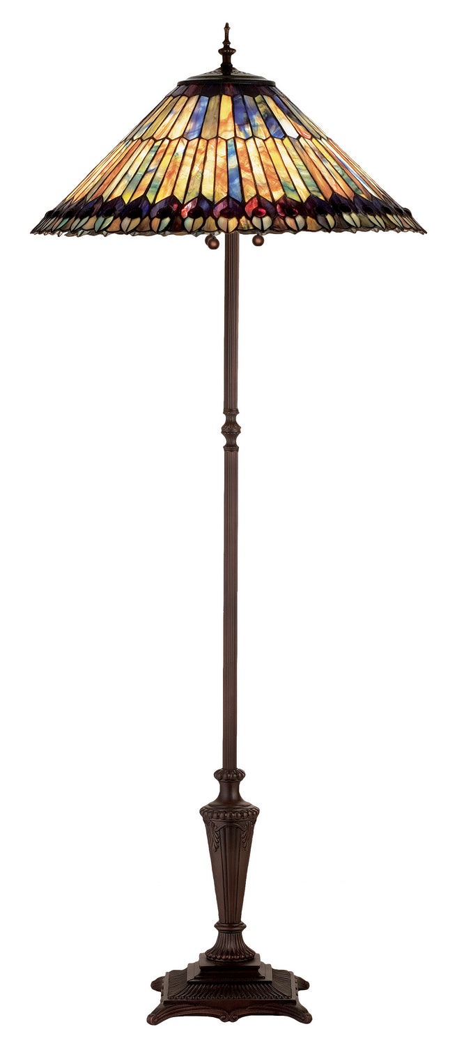 Meyda Tiffany - 27561 - Floor Lamp - Tiffany Jeweled Peacock - Mahogany Bronze