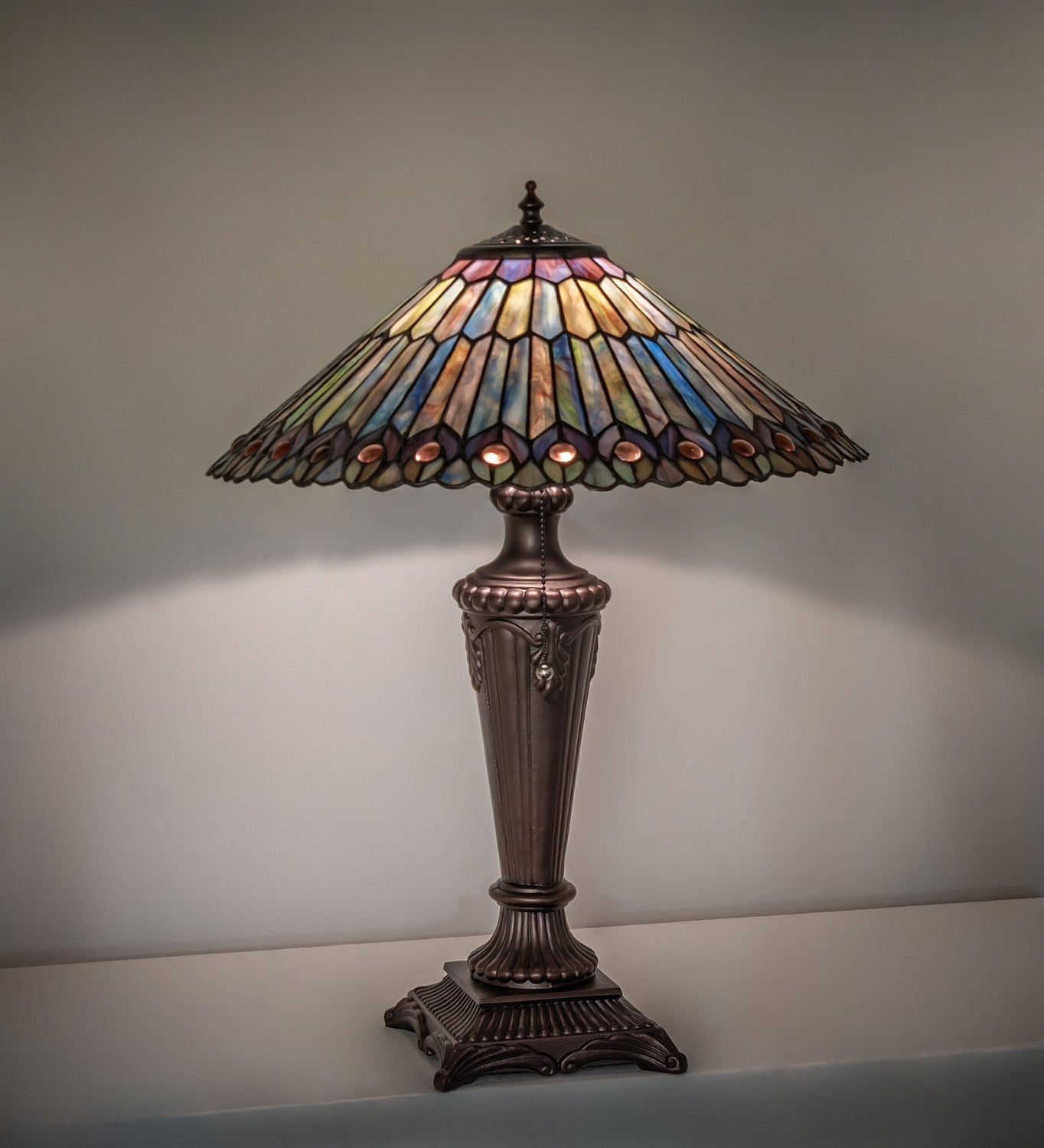 Meyda Tiffany - 27563 - Table Lamp - Tiffany Jeweled Peacock - Green/Blue Purple/Blue Purple/Blue Purple