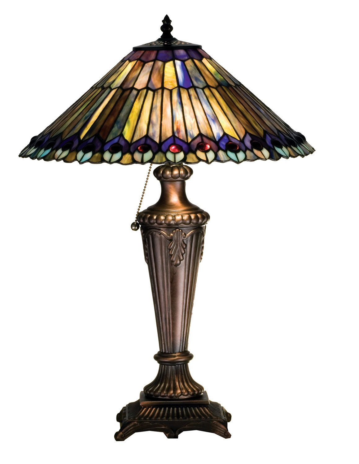 Meyda Tiffany - 27563 - Table Lamp - Tiffany Jeweled Peacock - Green/Blue Purple/Blue Purple/Blue Purple