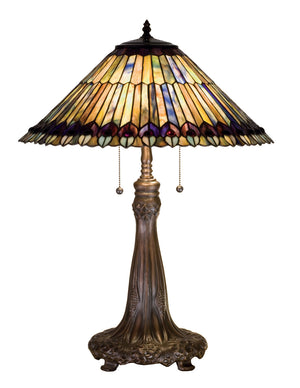 Meyda Tiffany - 27562 - Table Lamp - Tiffany Jeweled Peacock - Green/Blue Purple/Blue Purple/Blue Purple