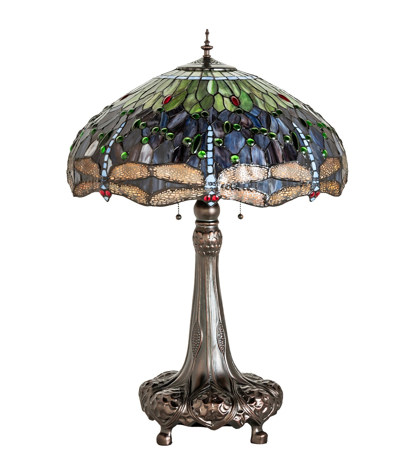 Meyda Tiffany - 31112 - Three Light Table Lamp - Tiffany Hanginghead Dragonfly - Mahogany Bronze