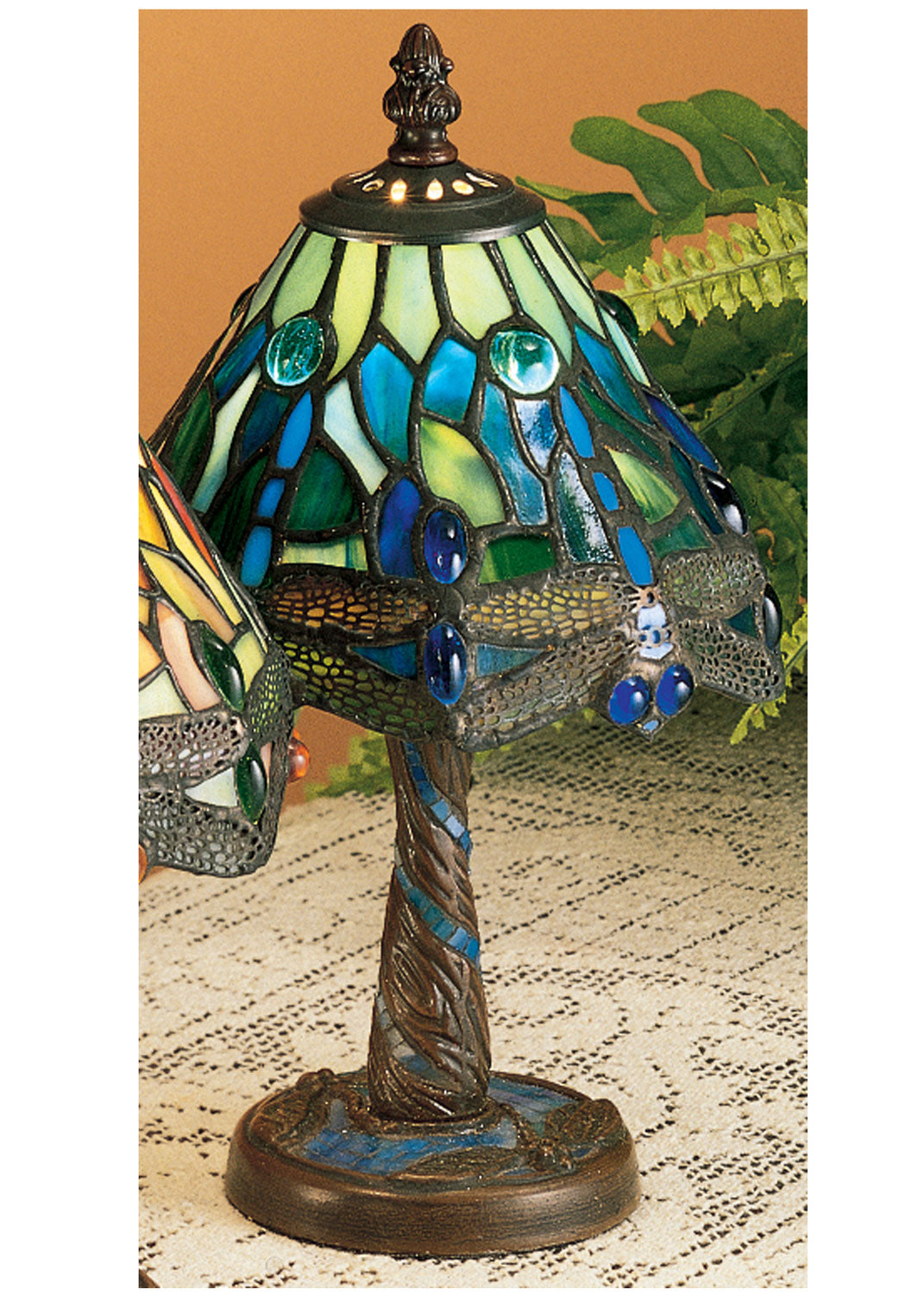 Meyda Tiffany - 26617 - One Light Mini Lamp - Tiffany Hanginghead Dragonfly - Mahogany Bronze