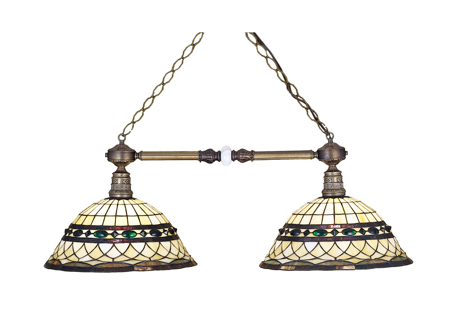 Meyda Tiffany - 27408 - Two Light Island Pendant - Tiffany Roman - Beige Green Pbagwg Green