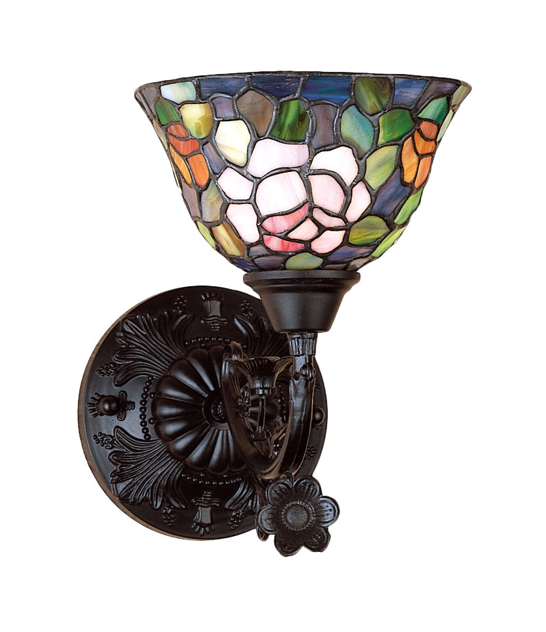 Meyda Tiffany - 27232 - One Light Wall Sconce - Tiffany Rosebush - Craftsman Brown