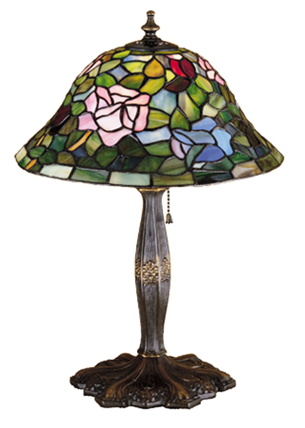 Meyda Tiffany - 26321 - One Light Table Lamp - Tiffany Rosebush - Purple/Blue Burgundy Pink Purple/Blue