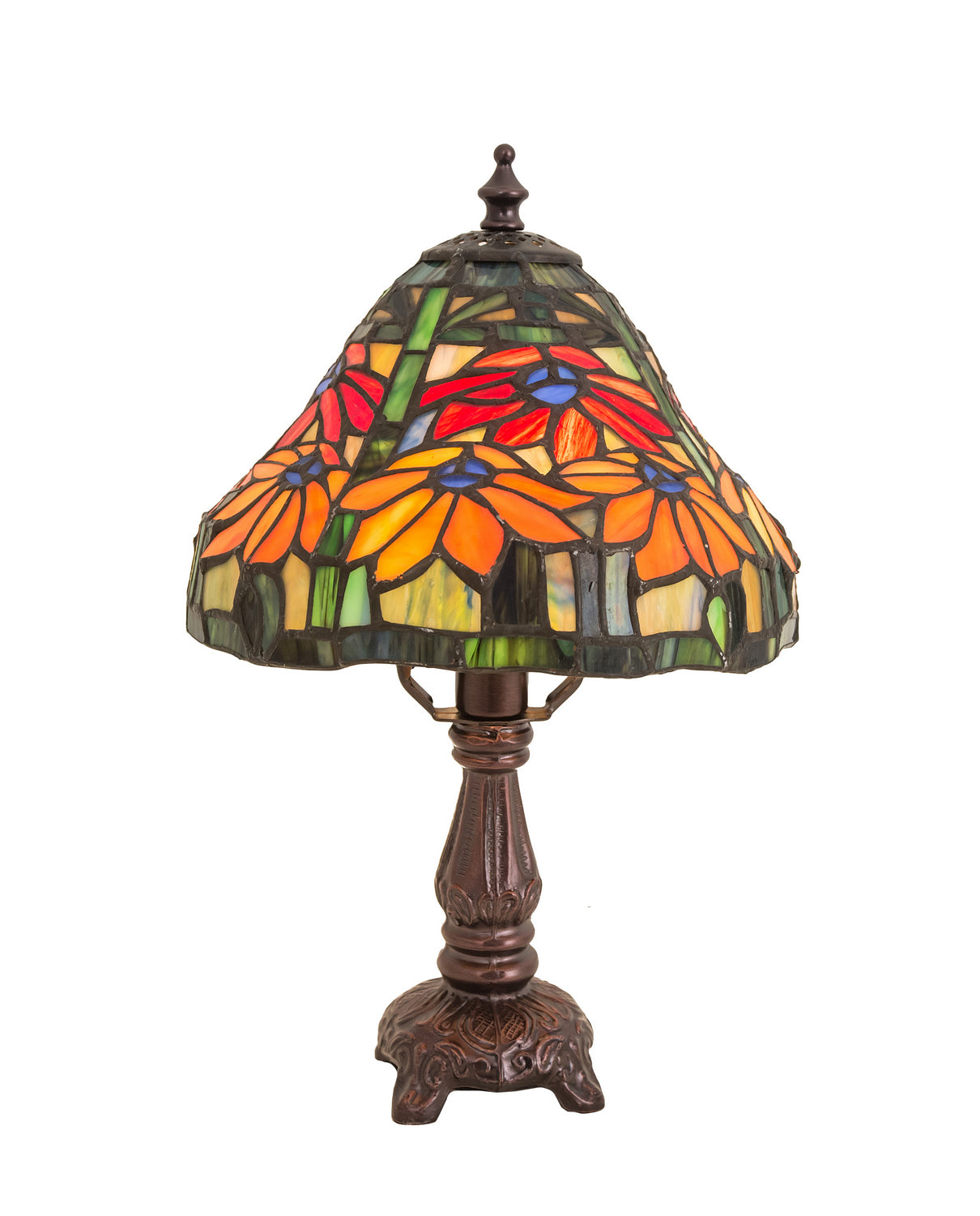 Meyda Tiffany - 26633 - One Light Mini Lamp - Tiffany Poinsettia - Gyb Flame Orange