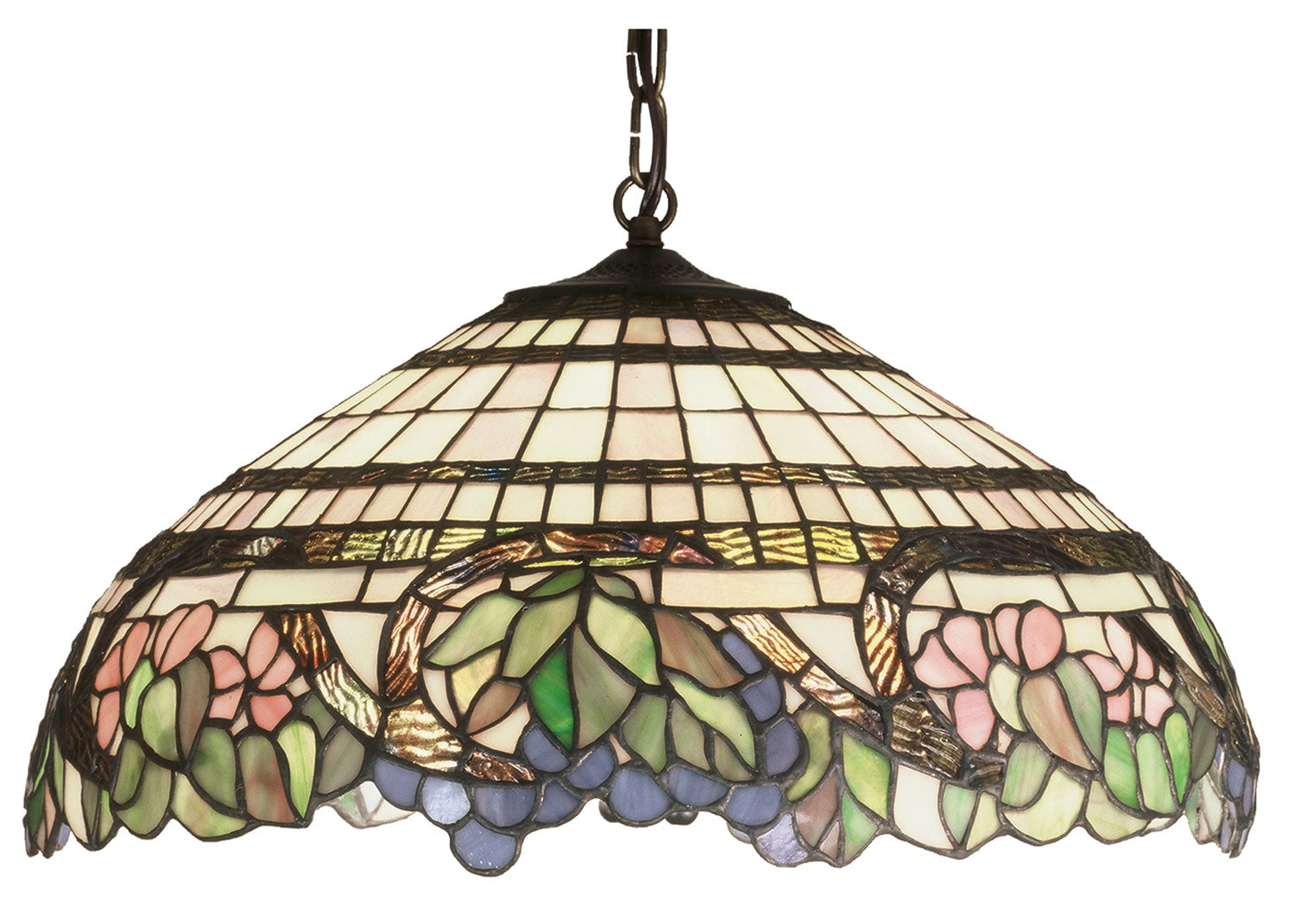 Meyda Tiffany - 32176 - Three Light Pendant - Handel Grapevine - Purple Pr Pink Pbnawr