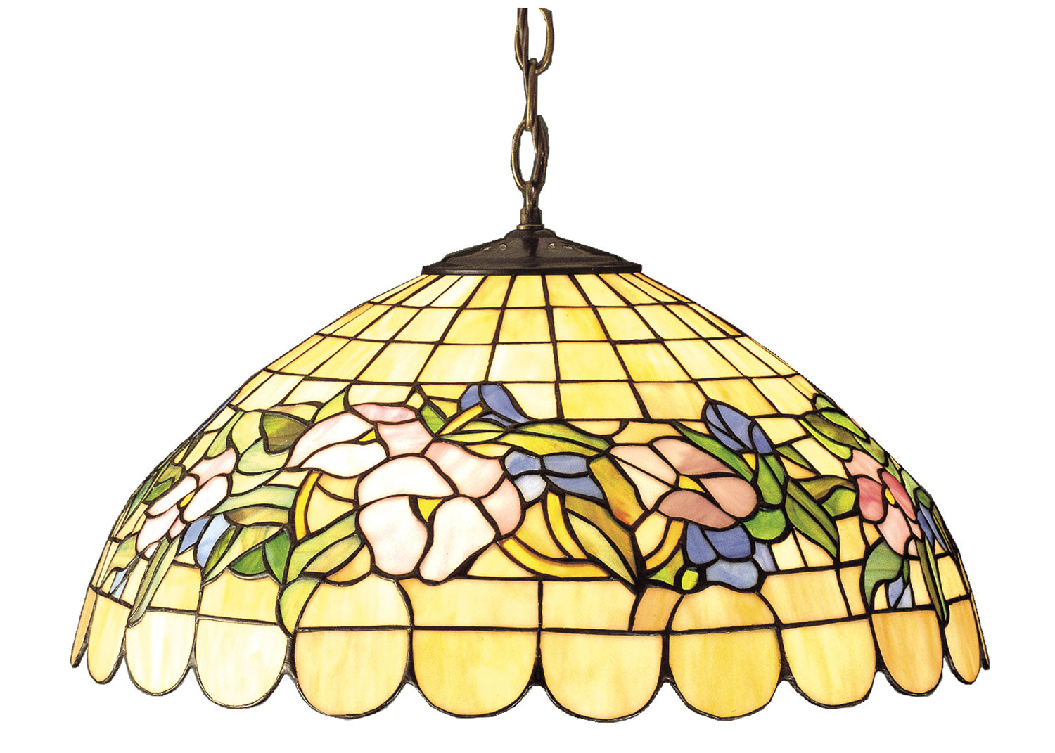 Meyda Tiffany - 31137 - Three Light Pendant - Tiffany Pansy - Beige Pink Lt Blue