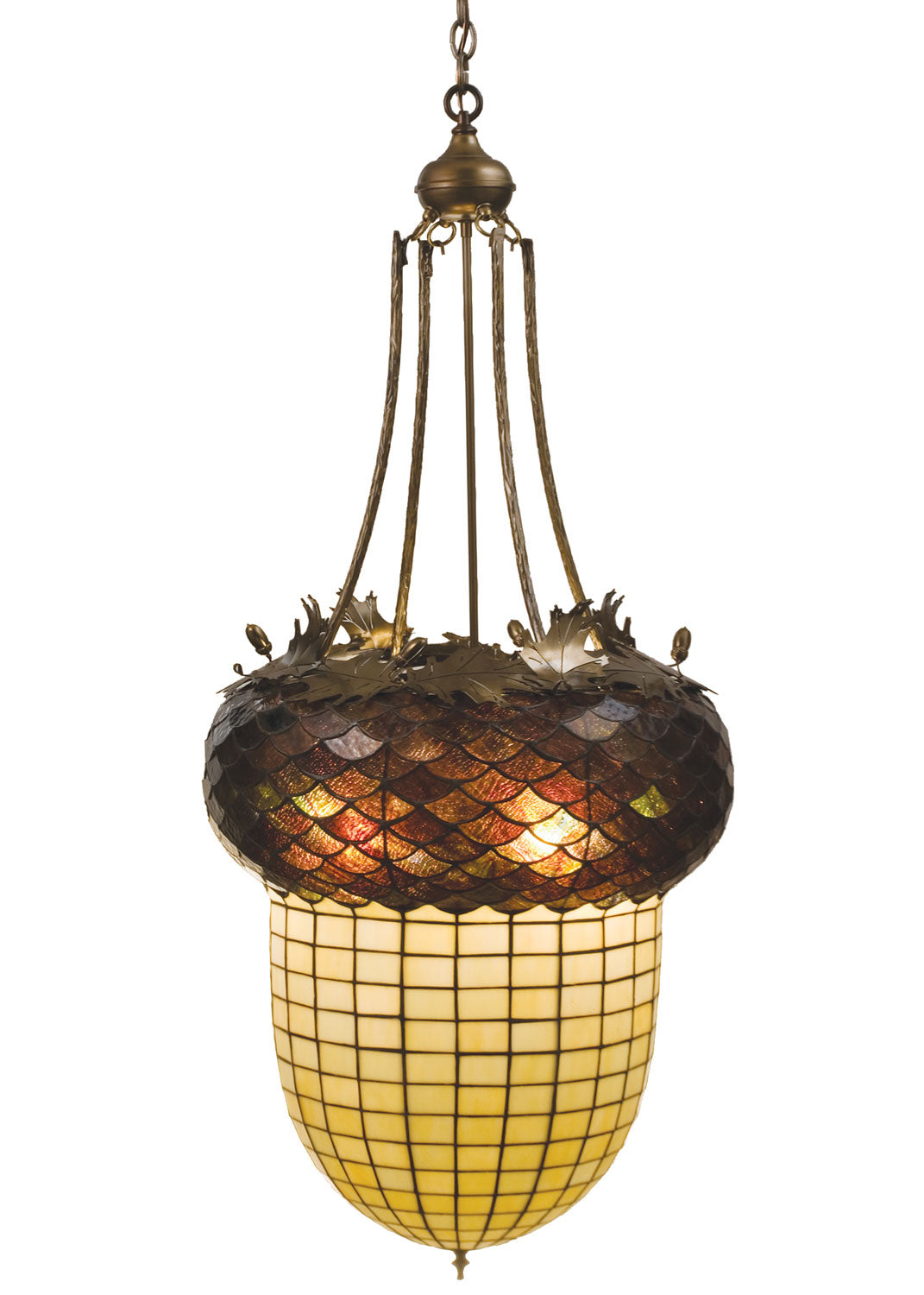 Meyda Tiffany - 47612 - Three Light Pendant - Greenbriar Oak - Antique Copper