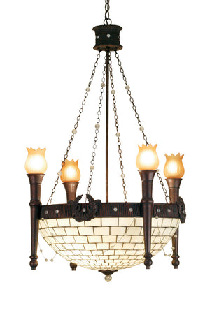 Meyda Tiffany - 52060 - Eight Light Chandelier - Torch & Wreath - Craftsman Brown