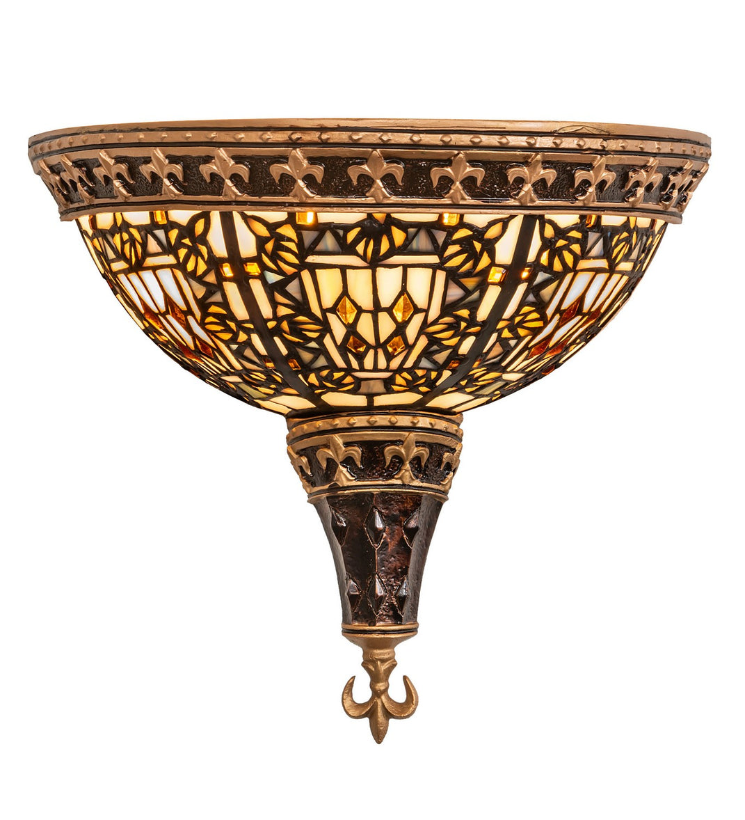 Meyda Tiffany - 50243 - Two Light Wall Sconce - Fleur-De-Lis - Mahogany Bronze/ Gold & Brown