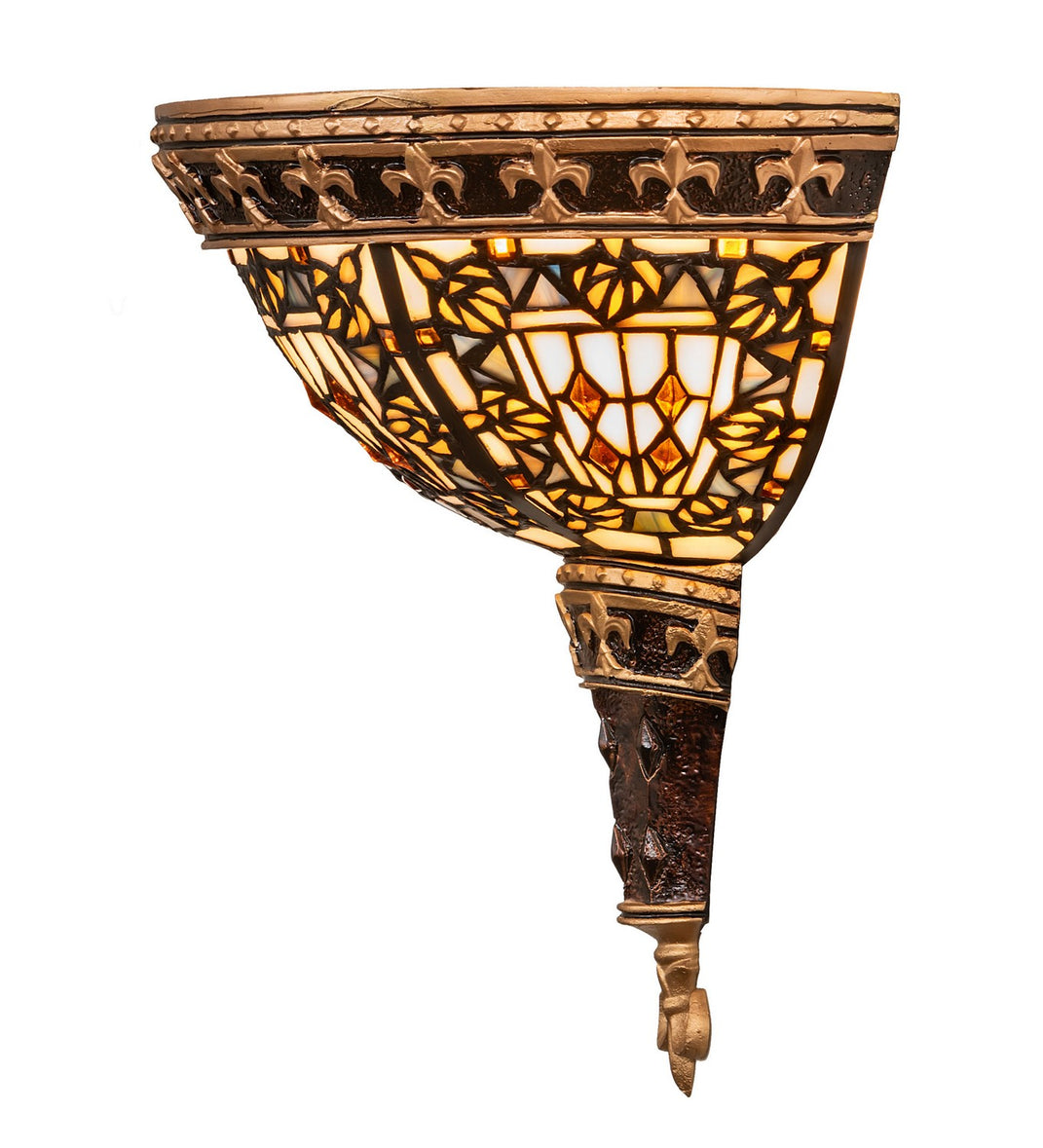 Meyda Tiffany - 50243 - Two Light Wall Sconce - Fleur-De-Lis - Mahogany Bronze/ Gold & Brown