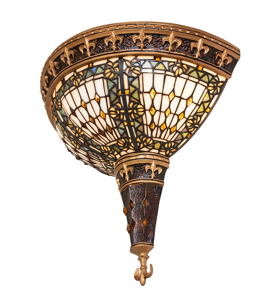 Meyda Tiffany - 50241 - Two Light Wall Sconce - Fleur-De-Lis - Mahogany Bronze/Gold Highlight