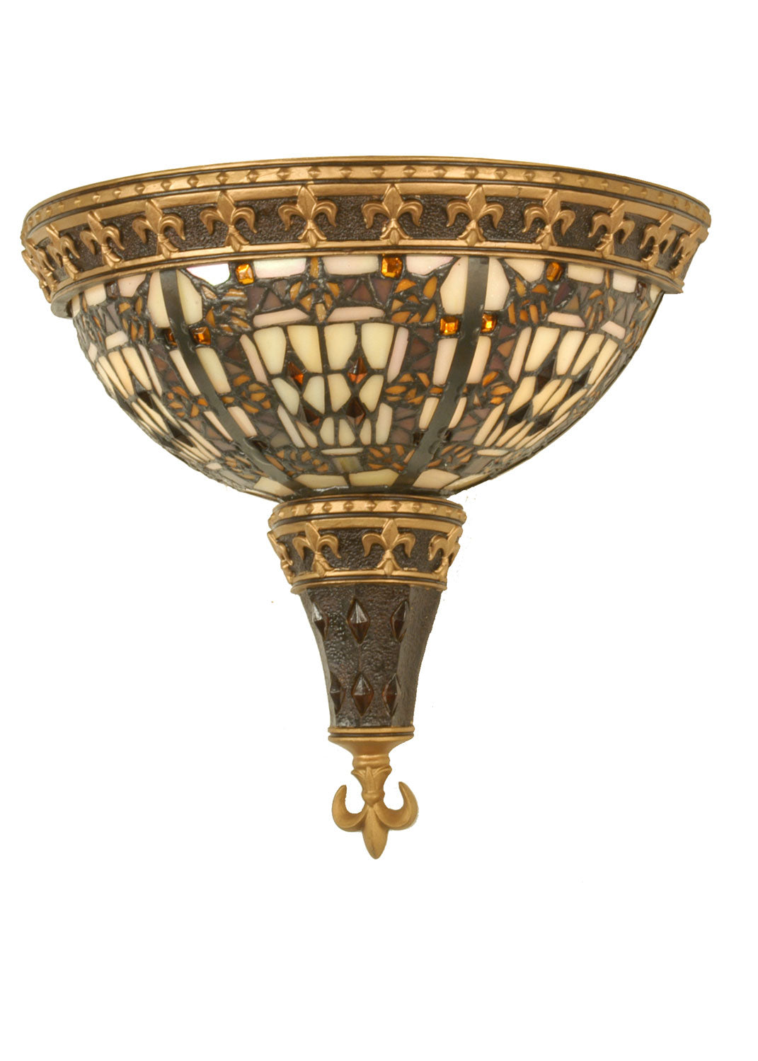 Meyda Tiffany - 50241 - Two Light Wall Sconce - Fleur-De-Lis - Mahogany Bronze/Gold Highlight