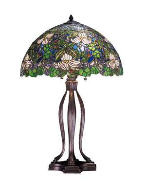 Meyda Tiffany - 52172 - Three Light Table Lamp - Trillium & Violet - Bronze