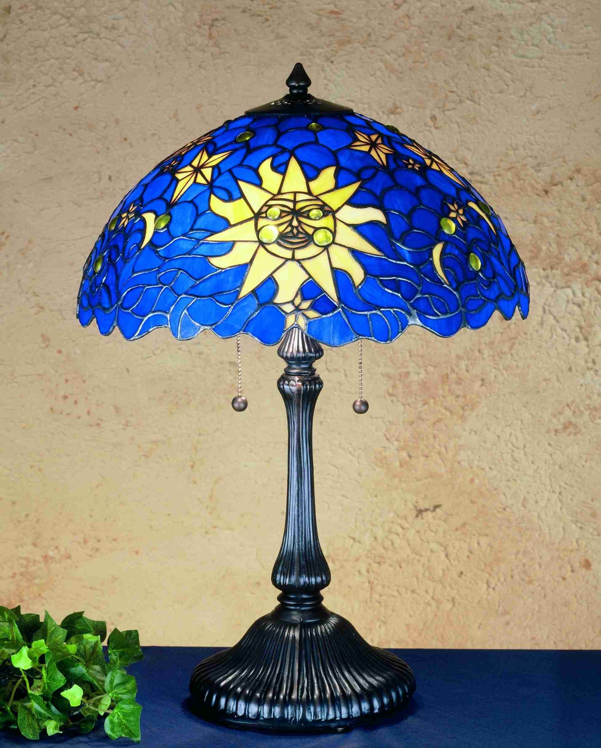 Meyda Tiffany - 47980 - Two Light Table Lamp - Sun, Moon & Stars - Bronze