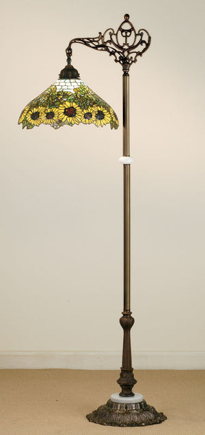 Meyda Tiffany - 65834 - One Light Bridge Arm Floor Lamp - Wild Sunflower - Purple/Blue Ia Amber