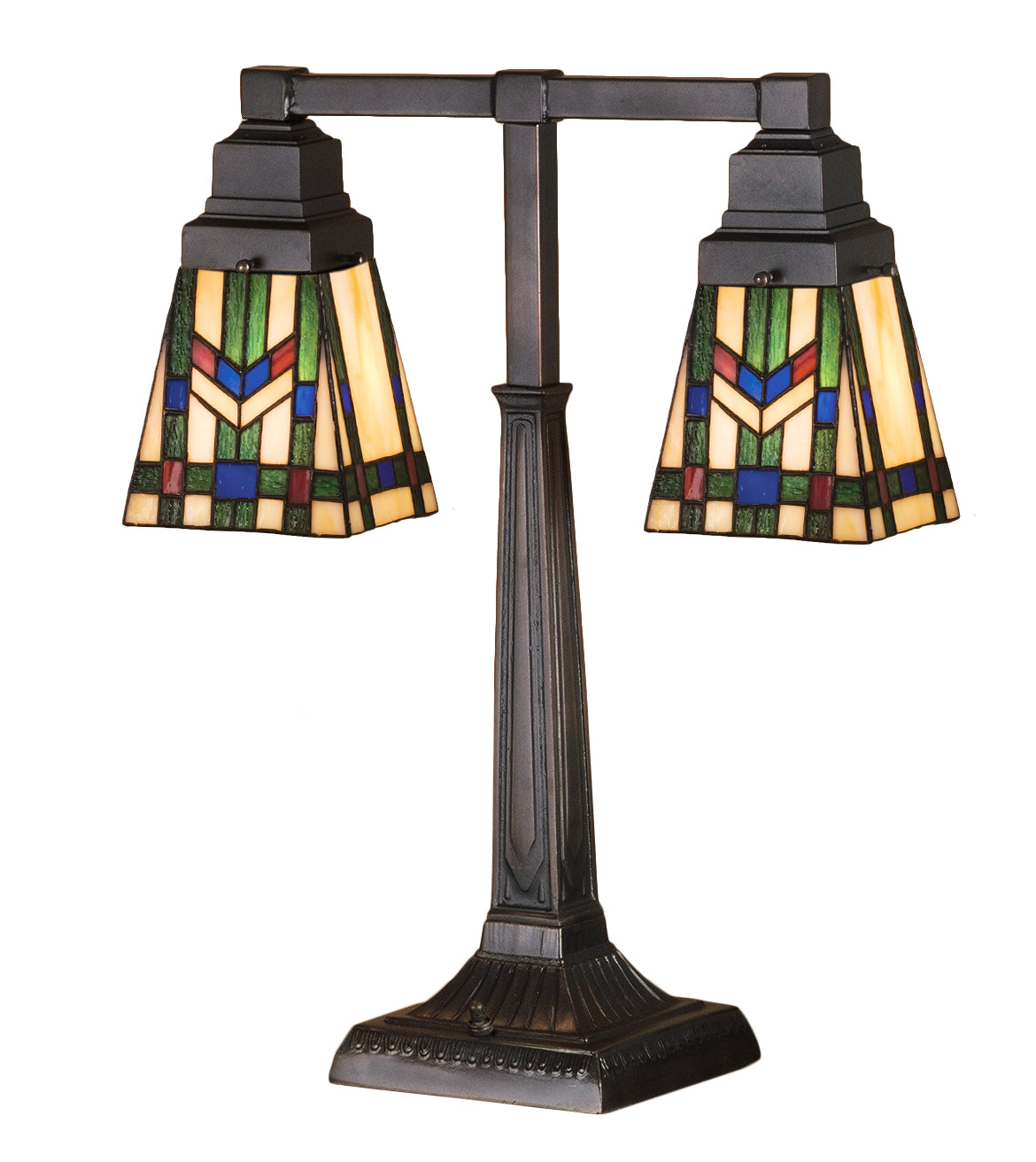 Meyda Tiffany - 26419 - Two Light Table Lamp - Prairie Wheat - Beige Burgundy Lt Blue Green