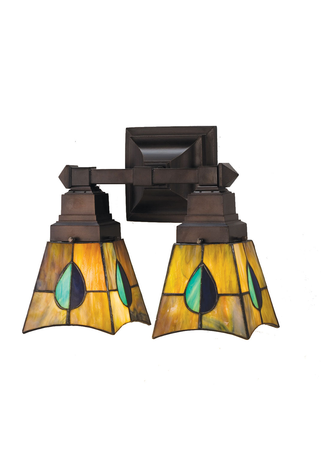 Meyda Tiffany - 31230 - Two Light Wall Sconce - Mackintosh Leaf - Green/Blue Aqua/Green Purple/Blue