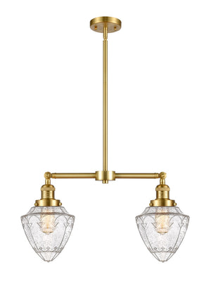 Innovations - 209-SG-G664-7 - Two Light Island Pendant - Franklin Restoration - Satin Gold