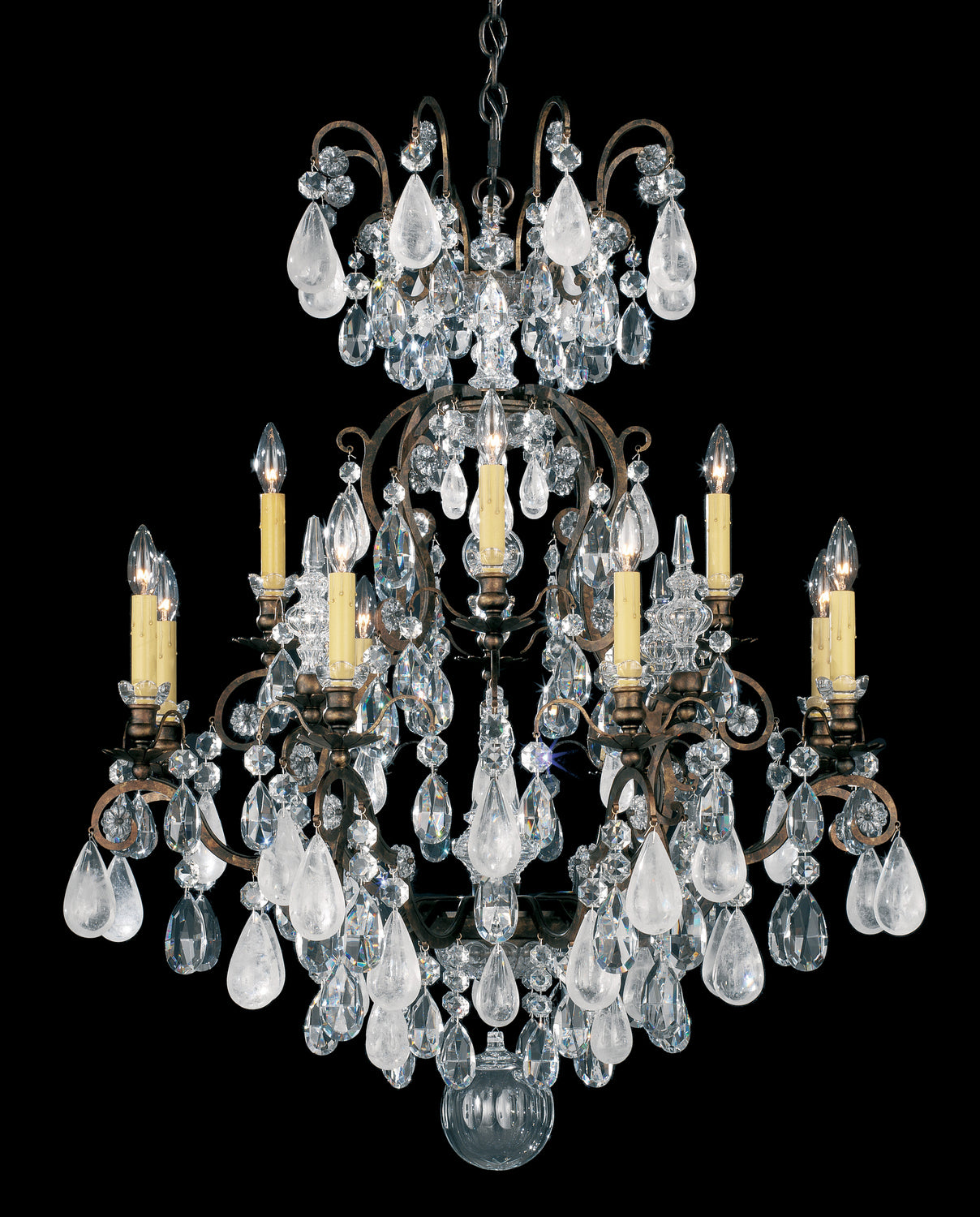 Schonbek - 3572-48CL - 13 Light Chandelier - Renaissance Rock Crystal - Antique Silver