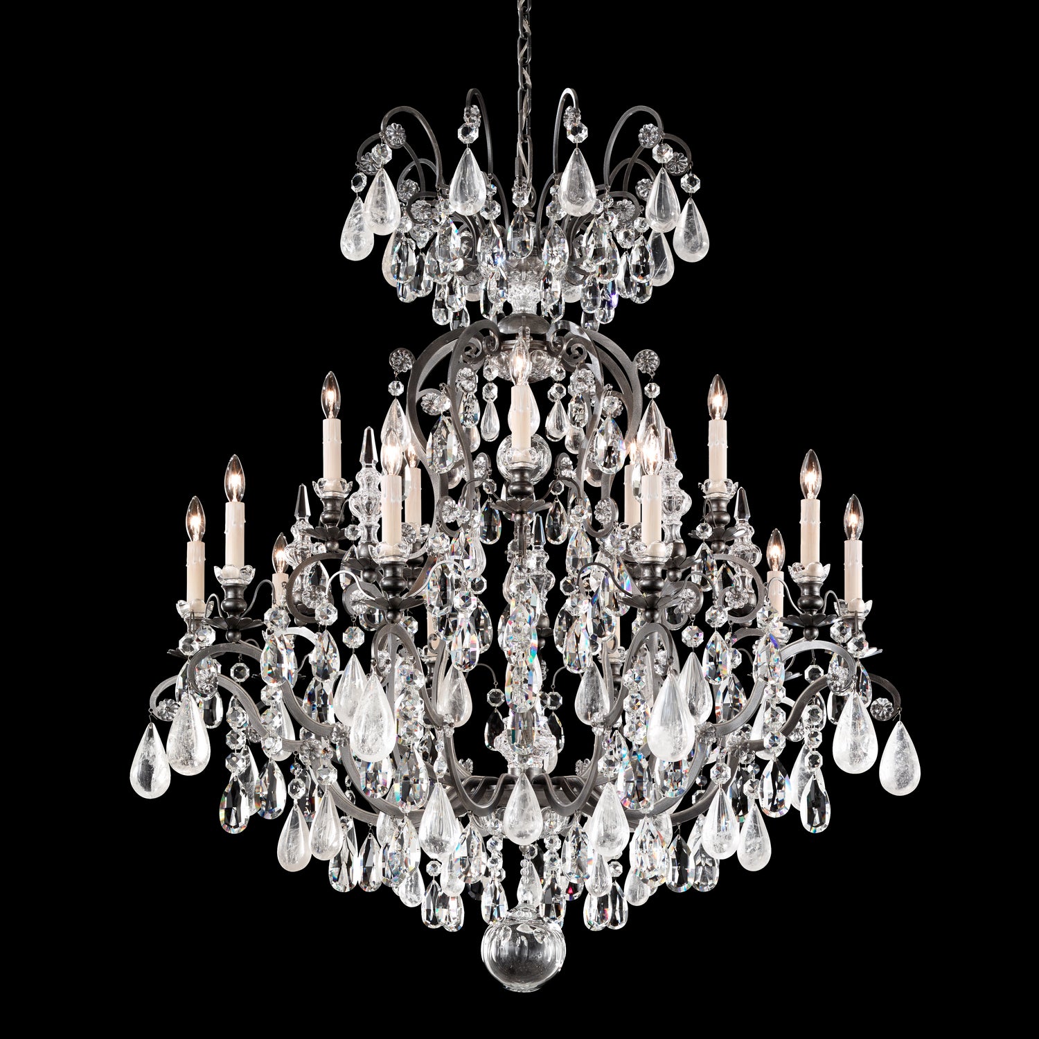 Schonbek - 3573-48OS - 16 Light Chandelier - Renaissance Rock Crystal - Antique Silver