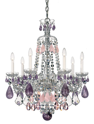 Schonbek - 5536CL - Seven Light Chandelier - Hamilton Rock Crystal - Polished Silver