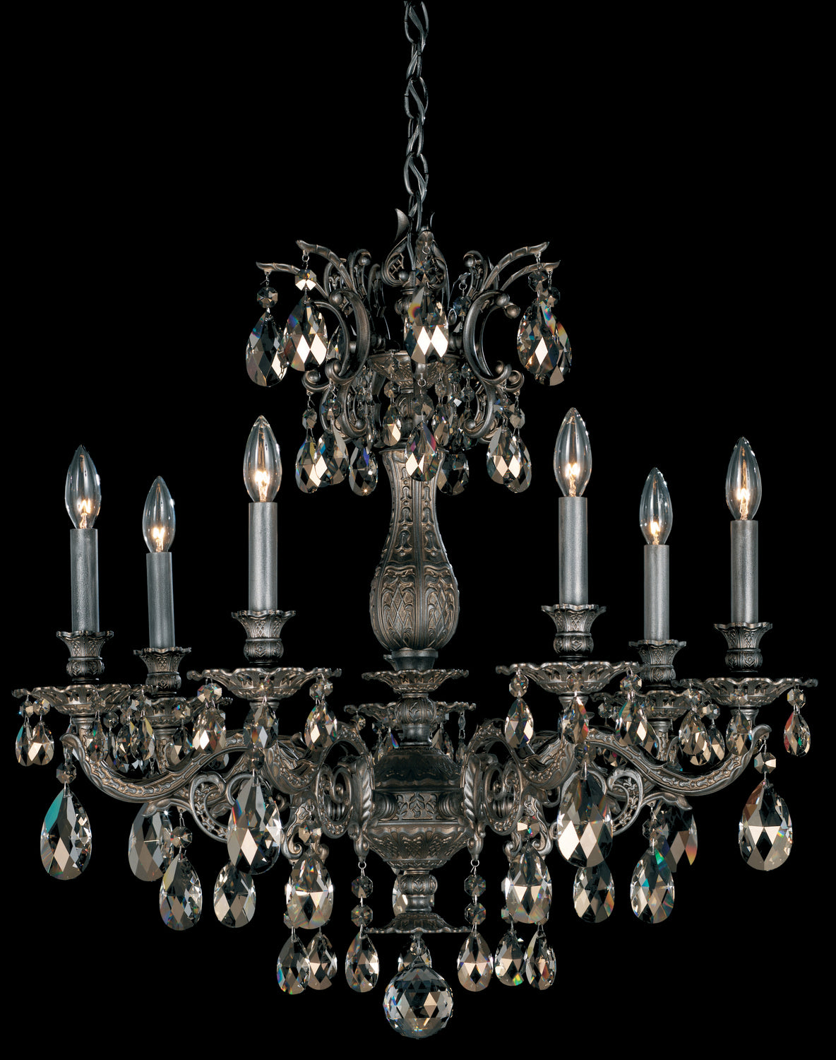 Schonbek - 5677-48H - Seven Light Chandelier - Milano - Antique Silver