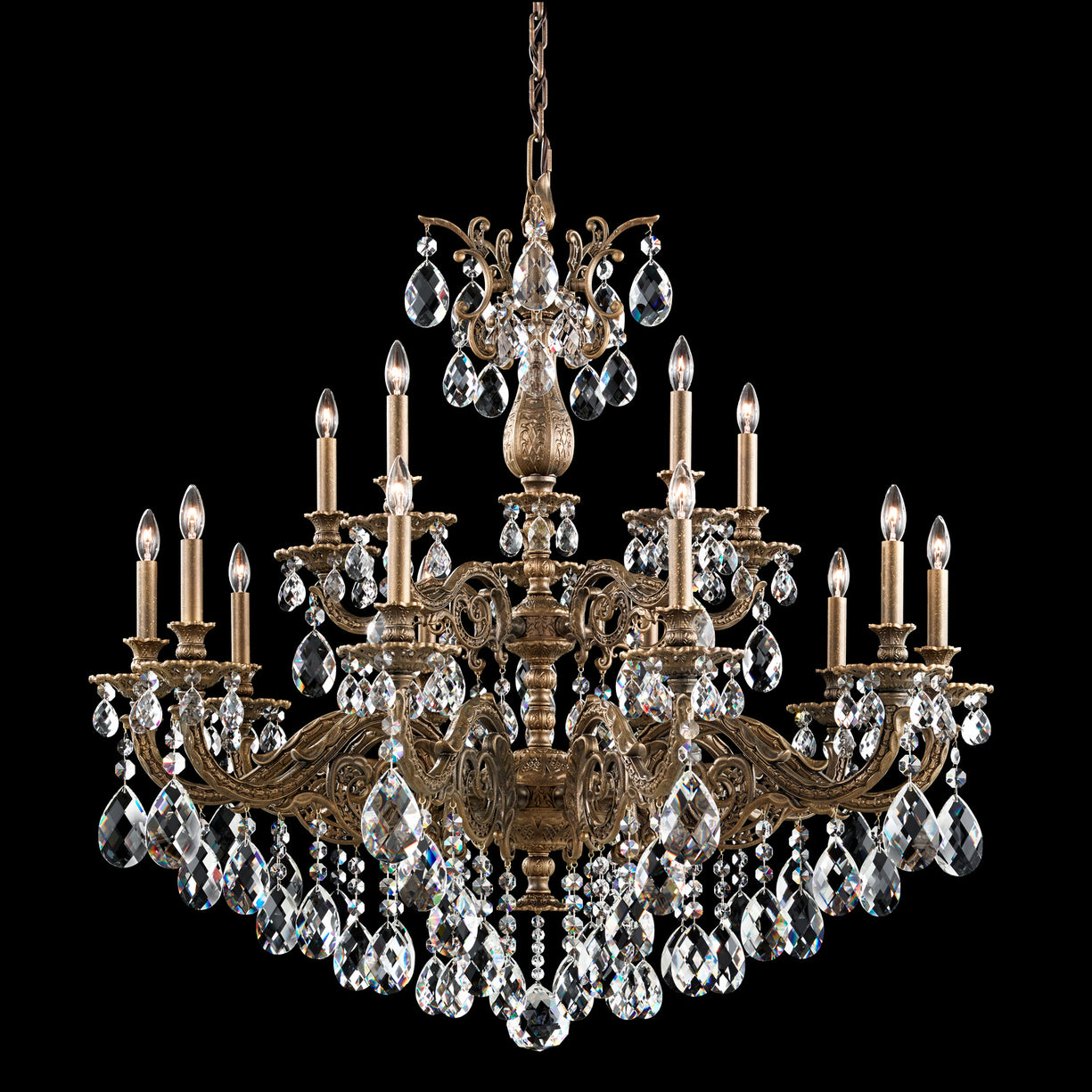 Schonbek - 5685-48R - 15 Light Chandelier - Milano - Antique Silver