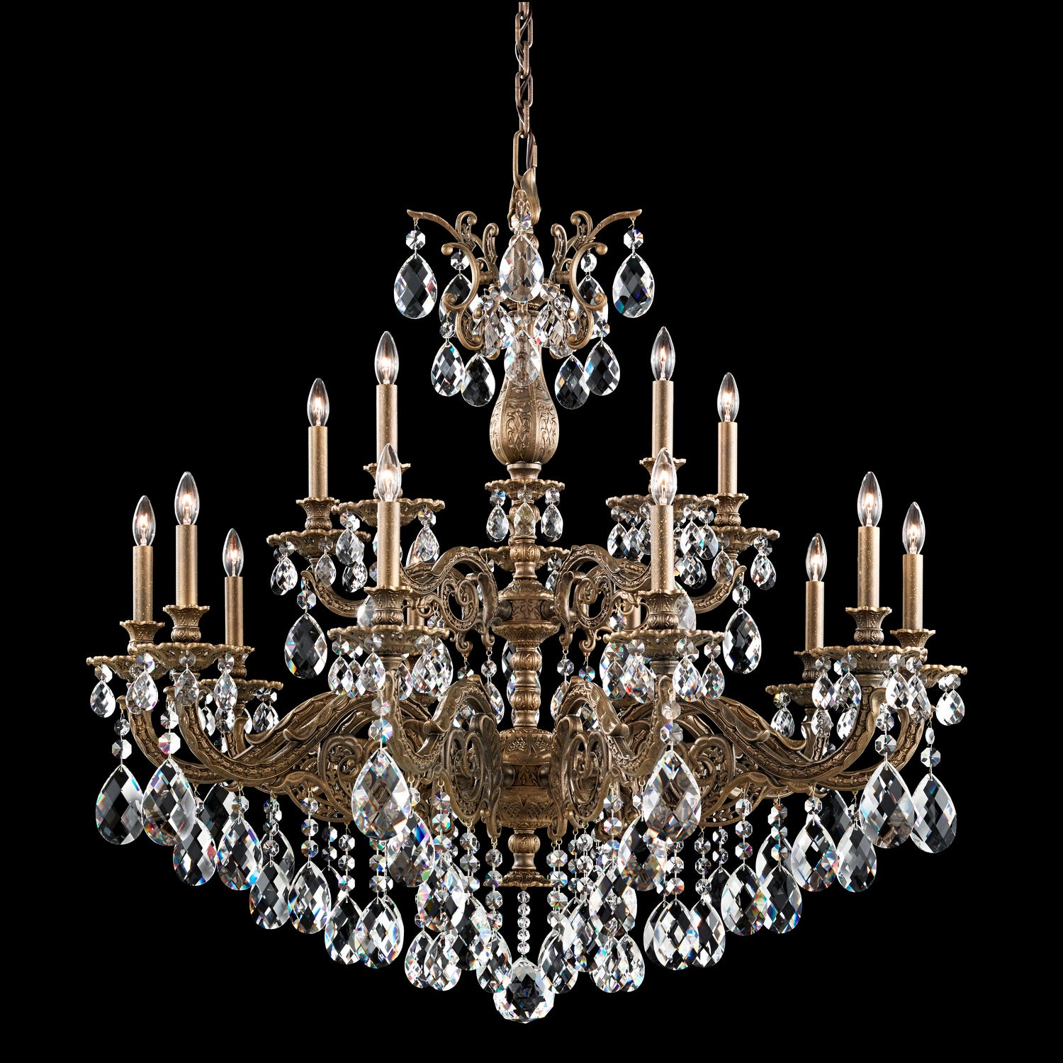 Schonbek - 5685-48S - 15 Light Chandelier - Milano - Antique Silver