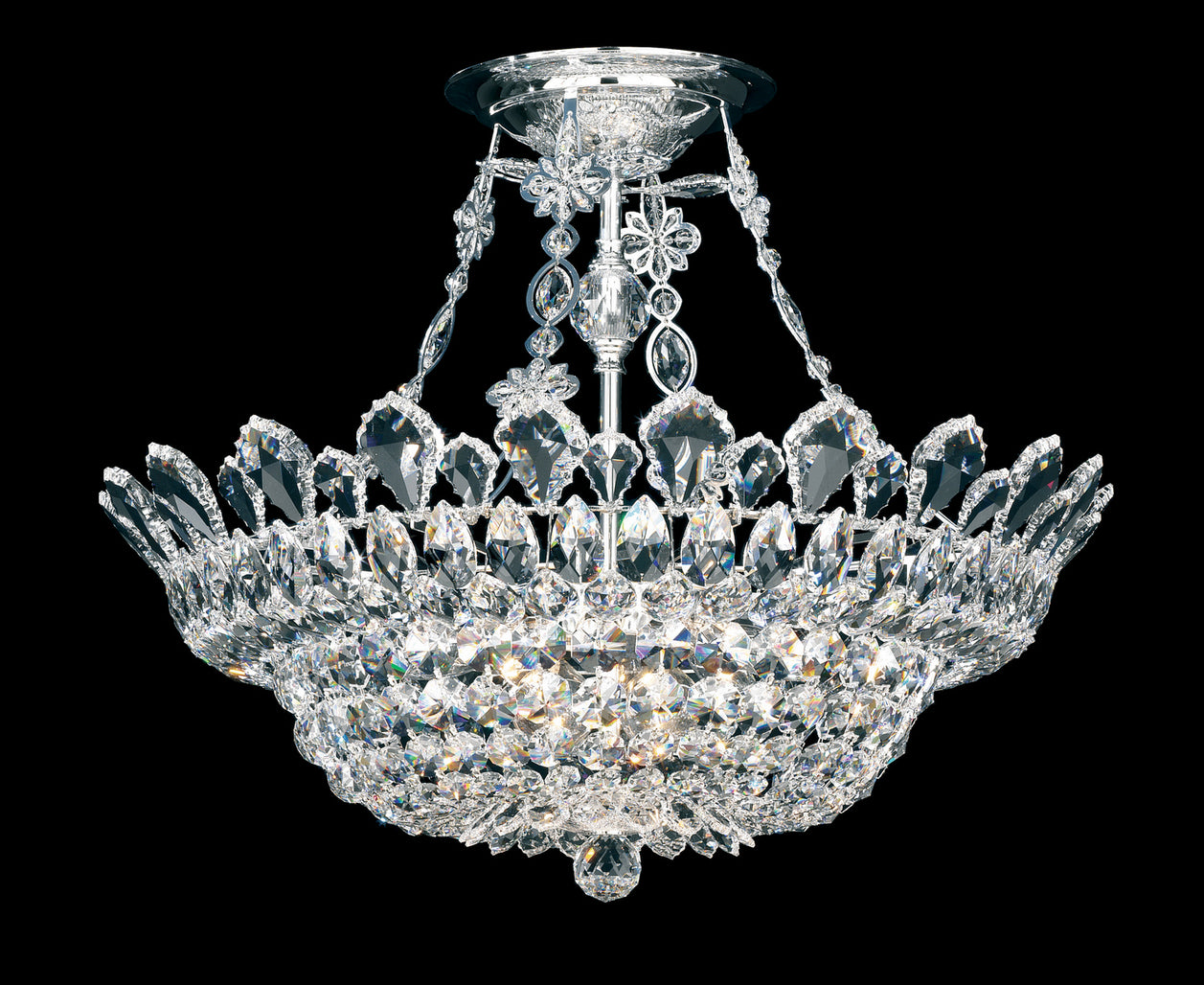 Schonbek - 5797H - Ten Light Semi-Flush Mount - Trilliane - Polished Stainless Steel