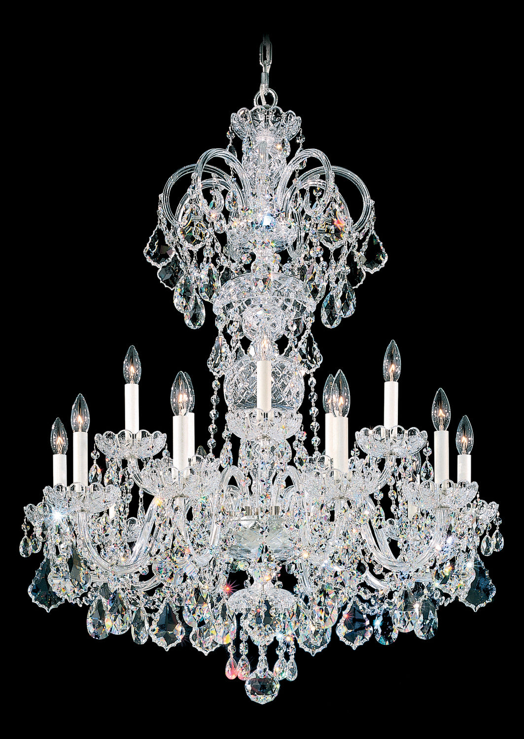 Schonbek - 6814-40H - 15 Light Chandelier - Olde World - Polished Silver