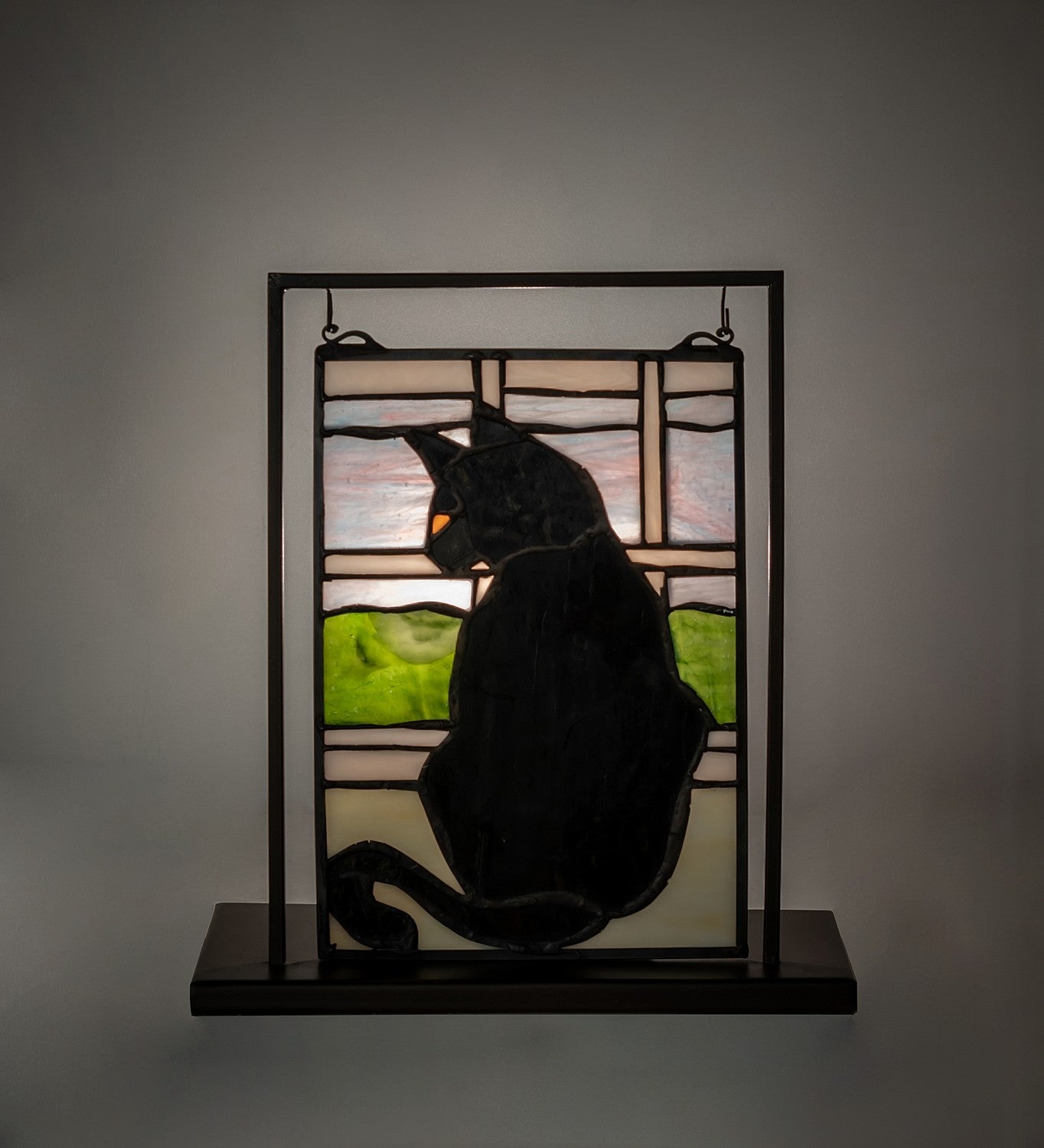 Meyda Tiffany - 56834 - Mini Tabletop Window - Cat In Window - Mahogany Bronze