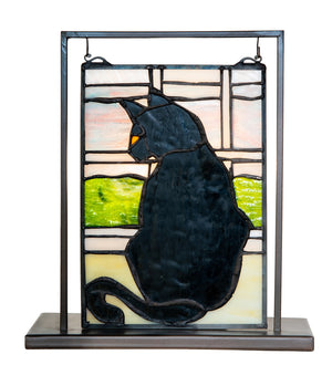 Meyda Tiffany - 56834 - Mini Tabletop Window - Cat In Window - Mahogany Bronze