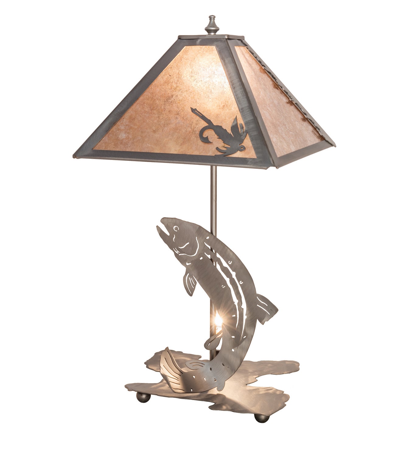 Meyda Tiffany - 24231 - One Light Table Lamp - Leaping Trout - Steel