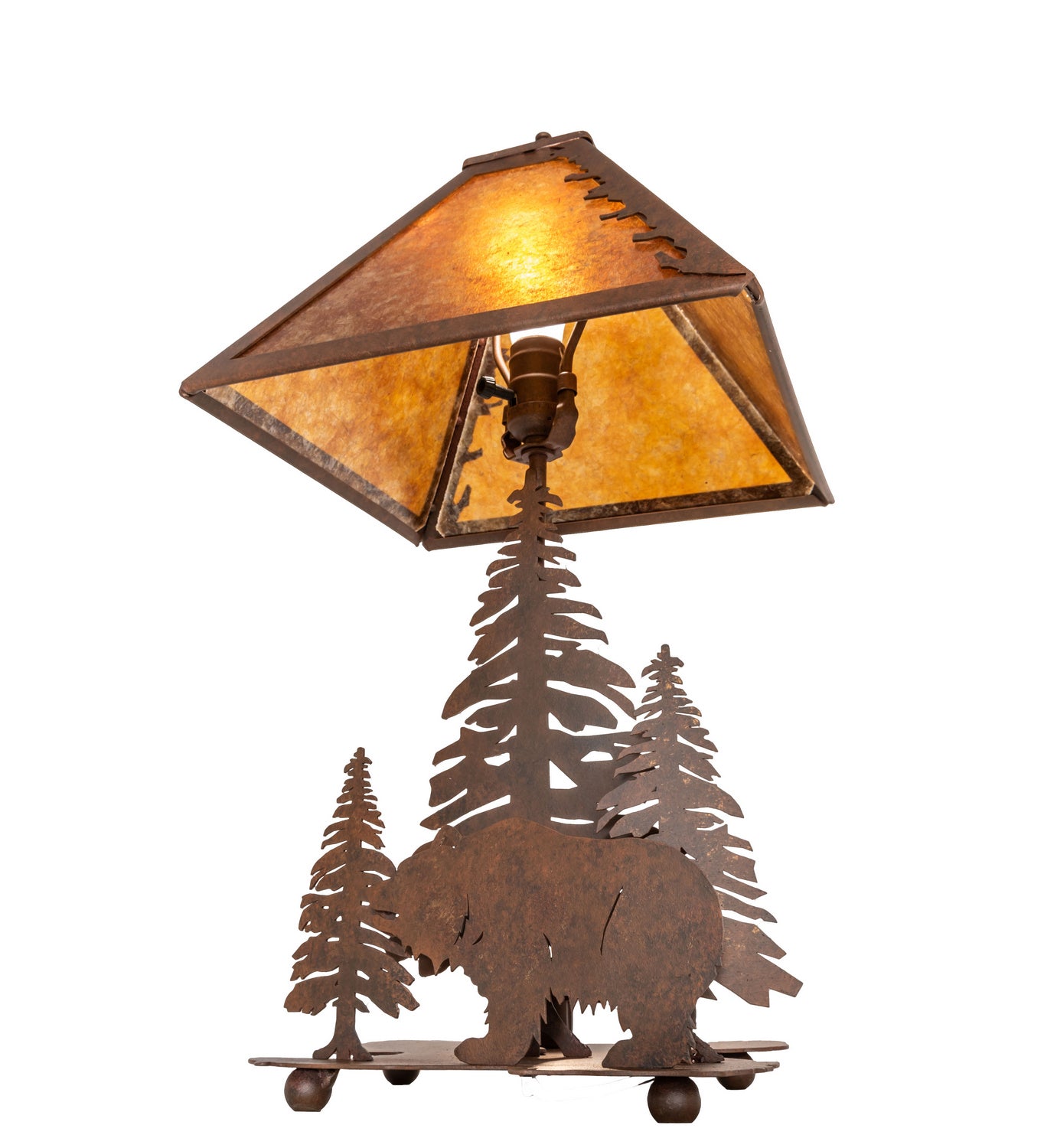 Meyda Tiffany - 32555 - Two Light Table Lamp - Grizzly Bear Through The Trees - Verdigris