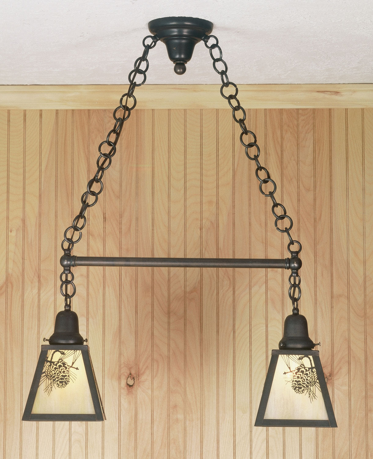 Meyda Tiffany - 52206 - Two Light Island Pendant - Winter Pine - Craftsman Brown