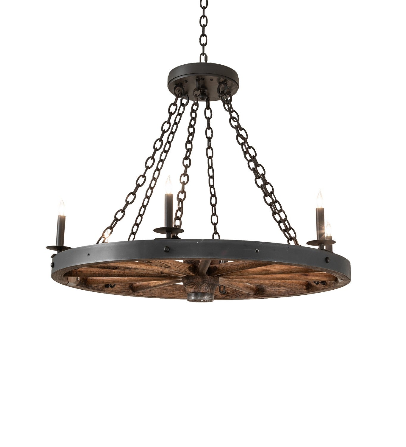 Meyda Tiffany - 266690 - Six Light Chandelier - Wagon Wheel - Wrought Iron/ Dark Walnut