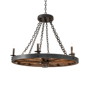 Meyda Tiffany - 266690 - Six Light Chandelier - Wagon Wheel - Wrought Iron/ Dark Walnut