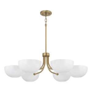 Capital Lighting - 451461AW - Six Light Chandelier - Reece - Aged Brass and White