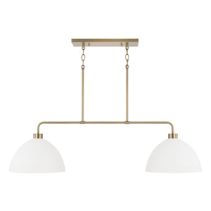 Capital Lighting - 852021AW - Two Light Island Pendant - Ross - Aged Brass and White