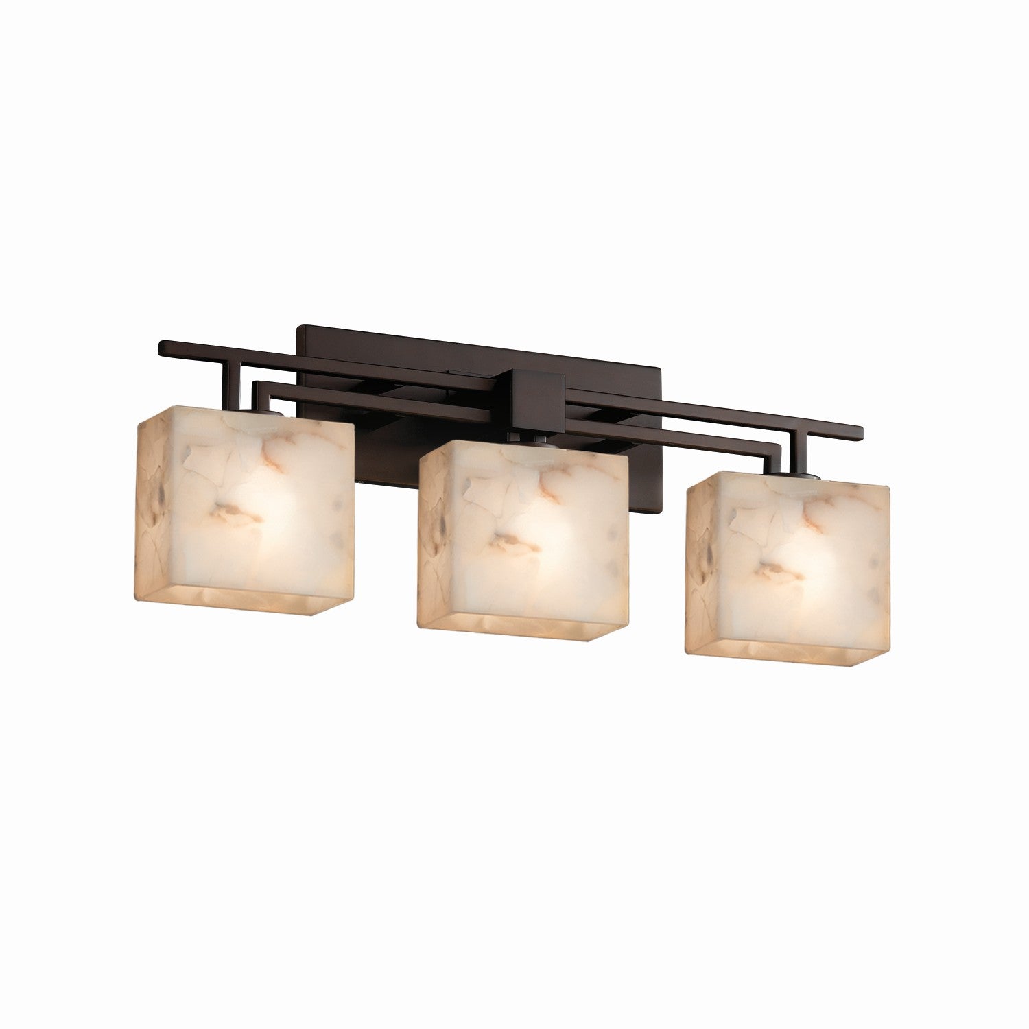 Justice Designs - ALR-8703-55-DBRZ - Three Light Bath Bar - Alabaster Rocks - Dark Bronze