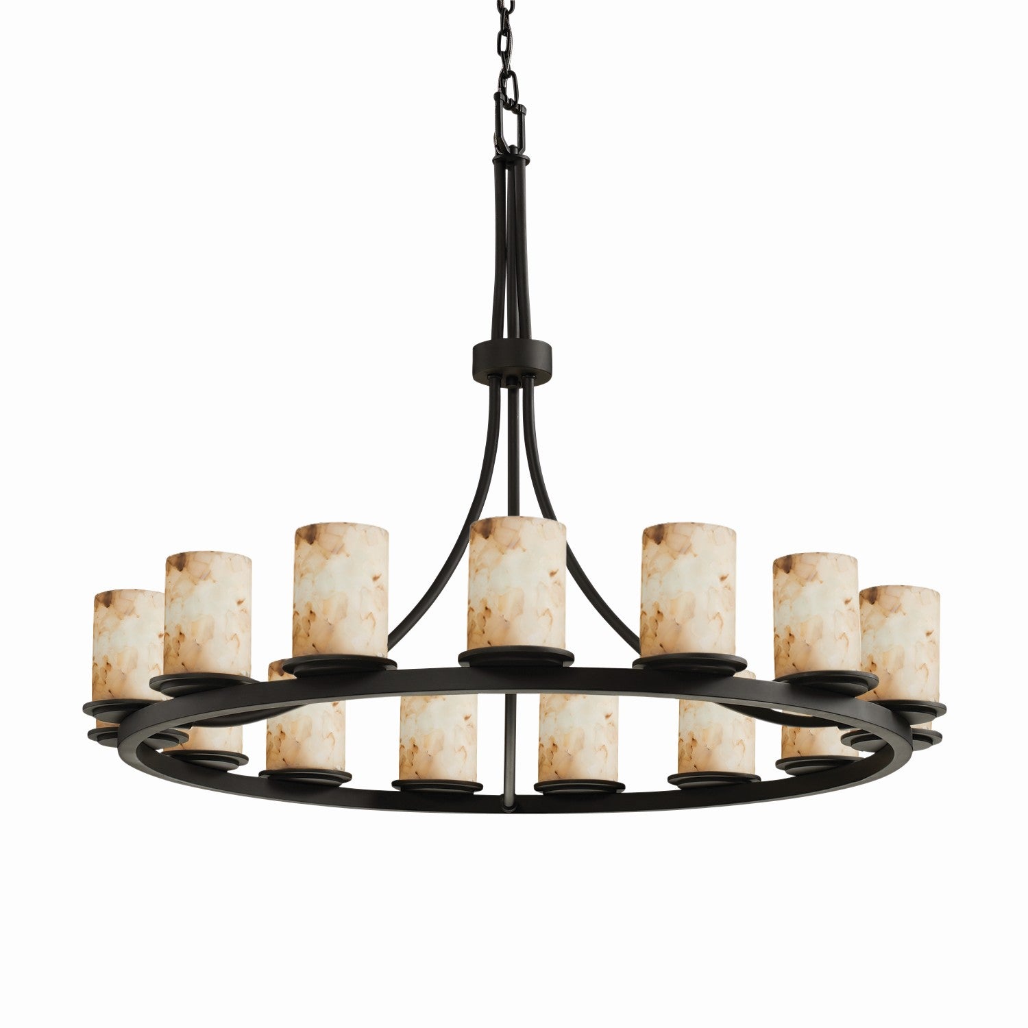 Justice Designs - ALR-8715-10-MBLK - 15 Light Chandelier - Alabaster Rocks - Matte Black