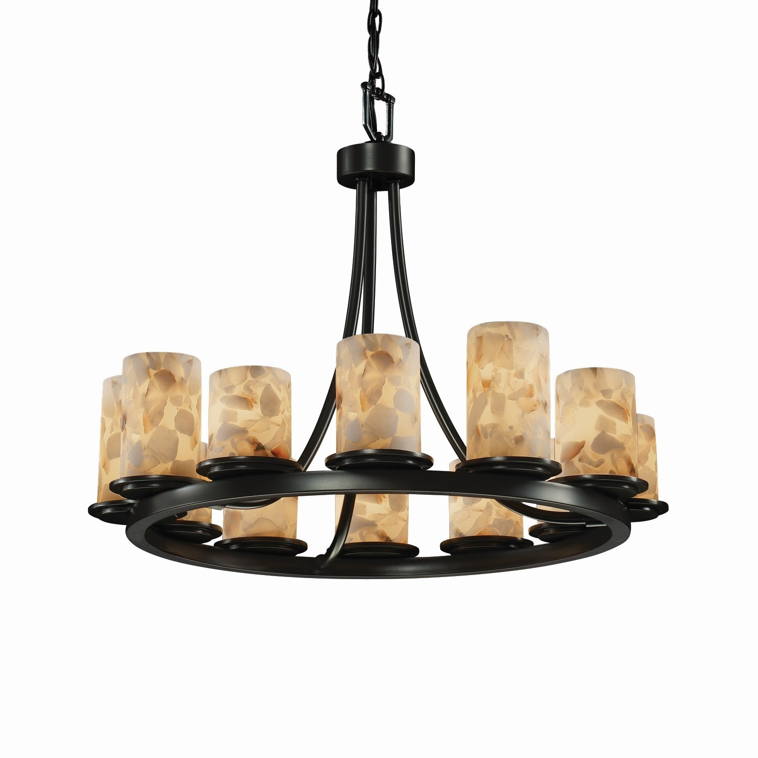 Justice Designs - ALR-8768-10-MBLK-LED12-8400 - LED Chandelier - Alabaster Rocks - Matte Black