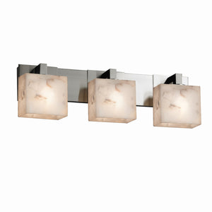 Justice Designs - ALR-8923-55-NCKL - Three Light Bath Bar - Alabaster Rocks - Brushed Nickel